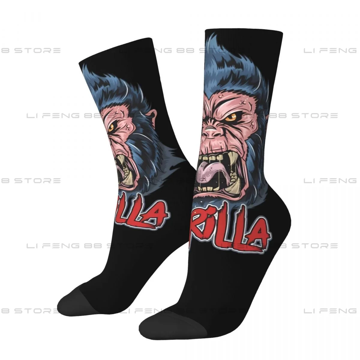 Gorilla Face Gorilla Monkey Ape Roaring Men Women Socks Cycling Novelty Spring Summer Autumn Winter Stockings Gift