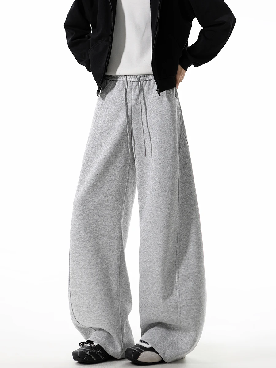 

American Sle Deconstructed Patchwork Men's Winter Fce Lined Warm Casual Straight Leg Pants Sport Loose Wide Leg Trousers