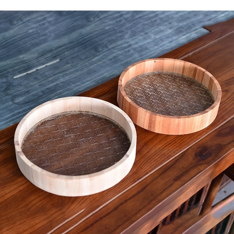 

Glass Storage Tray Wooden Decorative Round Snacks Pastry Candy Plates Home Cosmetics Jewelry Trays Dried Fruit Nut Plate