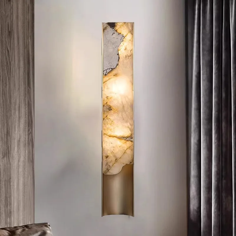 Natural marble wall lamp, simple light-emitting diode, home, living room, bedroom decoration