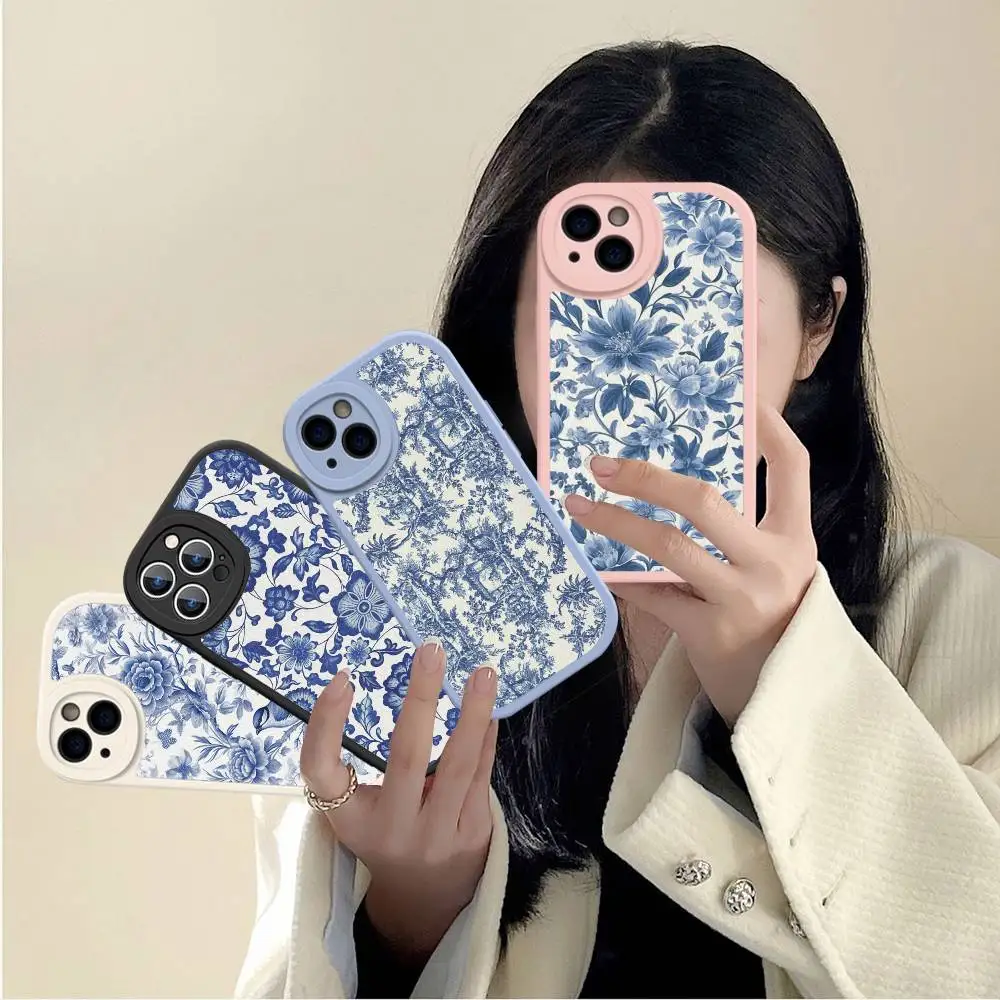 

Classic Retro Blue And White Porcelain Phone Case Hard Leather For IPhone 16 15 14 13 12 Mini 11 14 Pro Max Xs X Xr 7 8 Plus