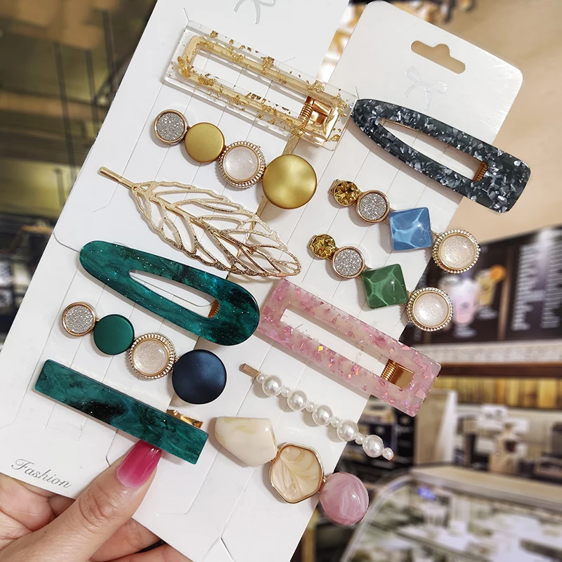 Set Modische Acryl-Haarspangen für Frauen, Haarklammern, geometrische Kristall-Haarspangen, Haar-Accessoires, Mädchen-Schmuck – Detail 5