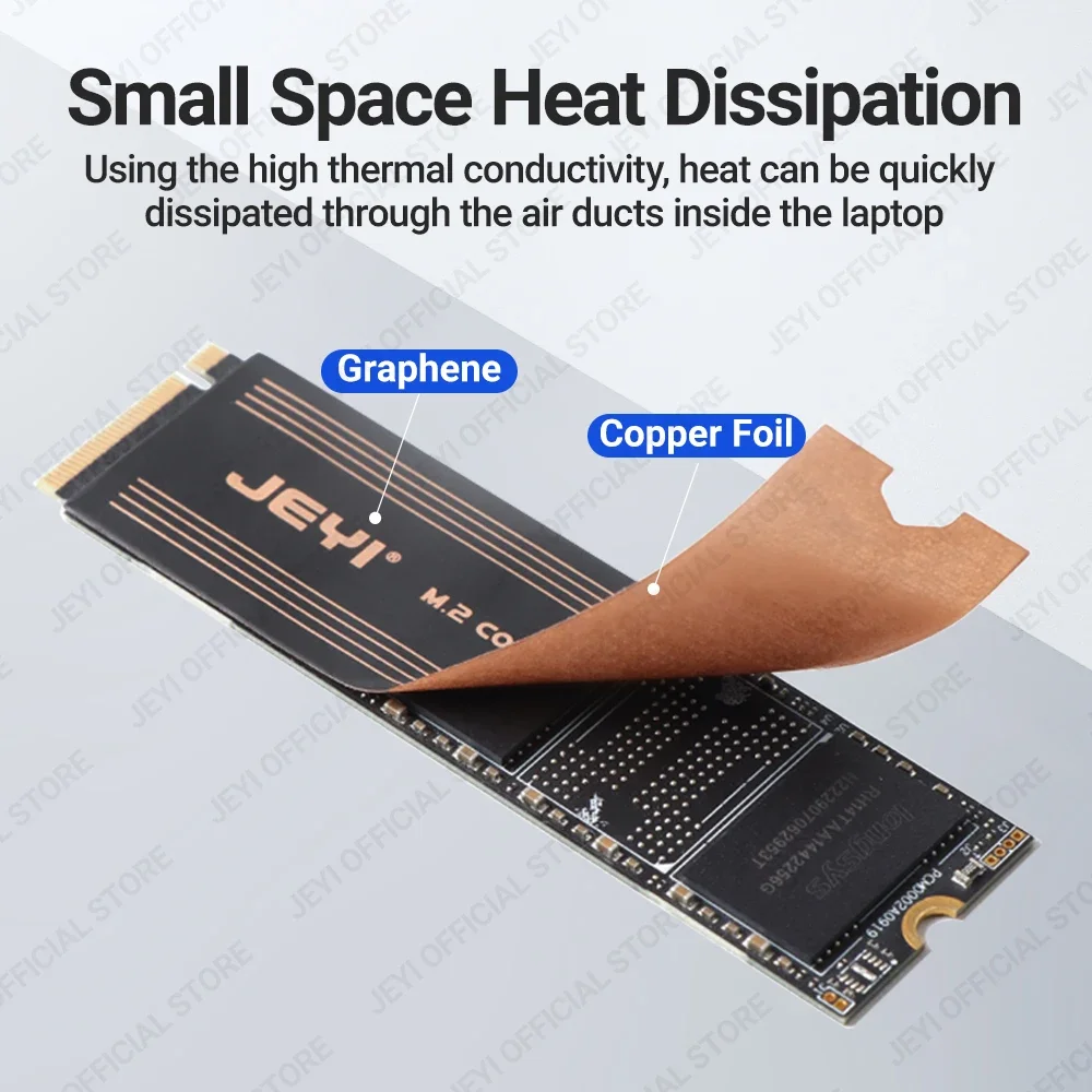 JEYI Graphene 2280 2242 2230 M.2 SSD Heatsink, Dual-Layer Graphene Heat sink and Copper Foil Design Cooler Radiator for Laptop