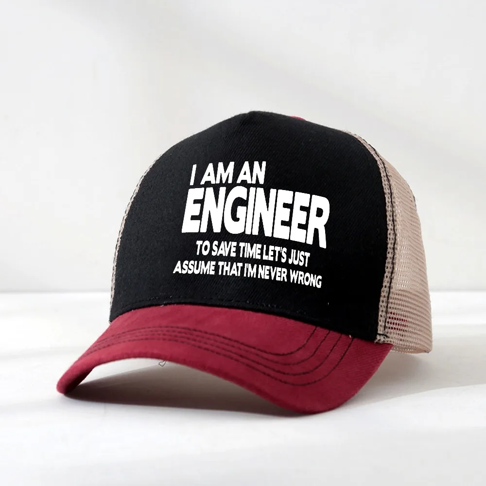 

I Am An Engineer Lets Assume I'm Right funny Printed man hat Adjustable Mesh Breathable outdoor work Baseball Cap Visor hats