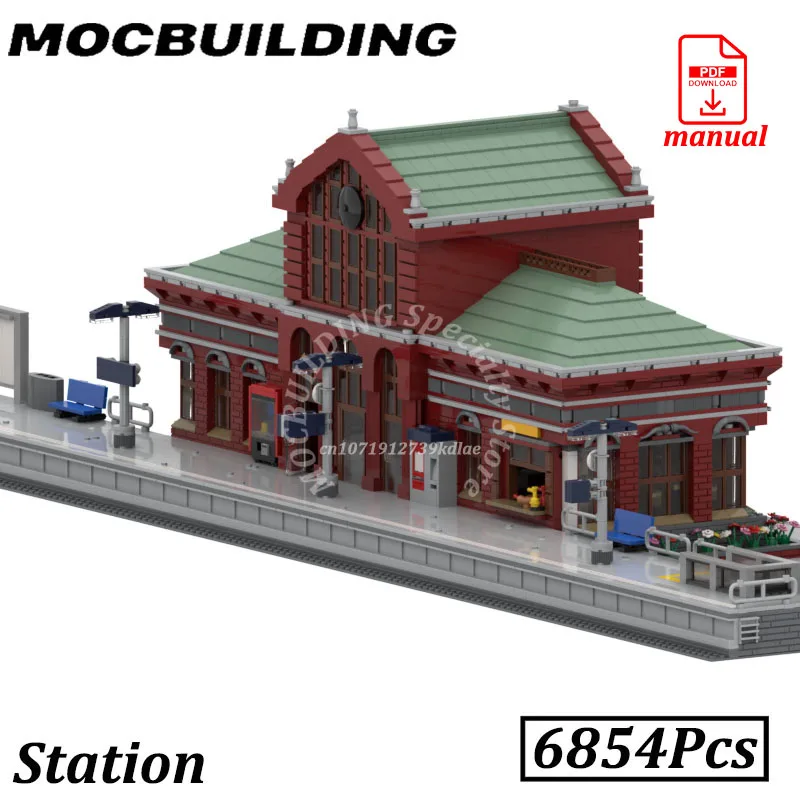 Train Station Railway Accessories Model City Buildings Display MOC Building Blocks Bricks Construction Toys Gifts Christmas