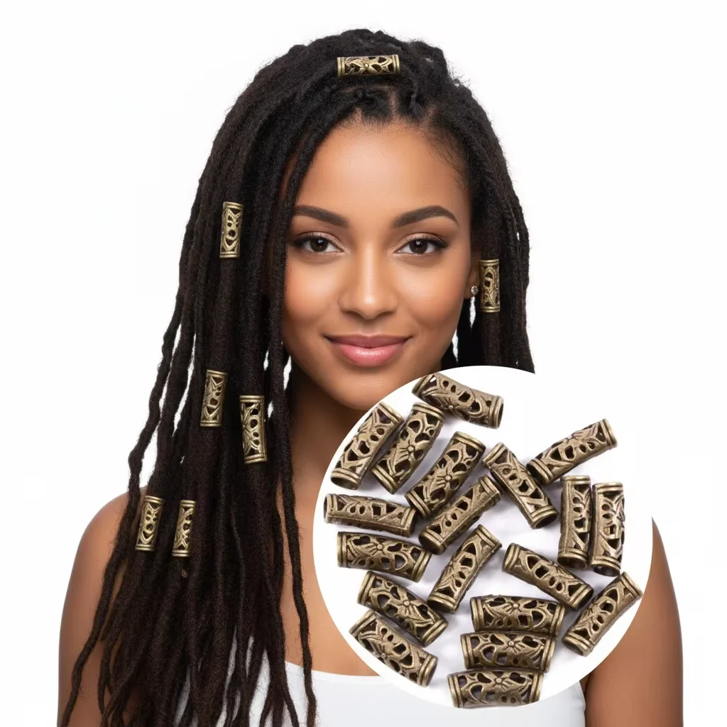 

12Pcs/Lot Hair Braid Dread Dreadlock Bead Cuff 5mm Hole Clip Micro Rings Tube For Hairbraid Hairstyling Tool