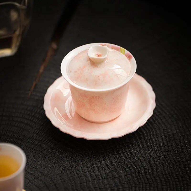 

Hand-painted Sancai Covered Bowl Ladies Tea Cup Household Ceramic Japanese Teaware Chinese Kung Fu Tea Porcelain Tureen Gaiwan