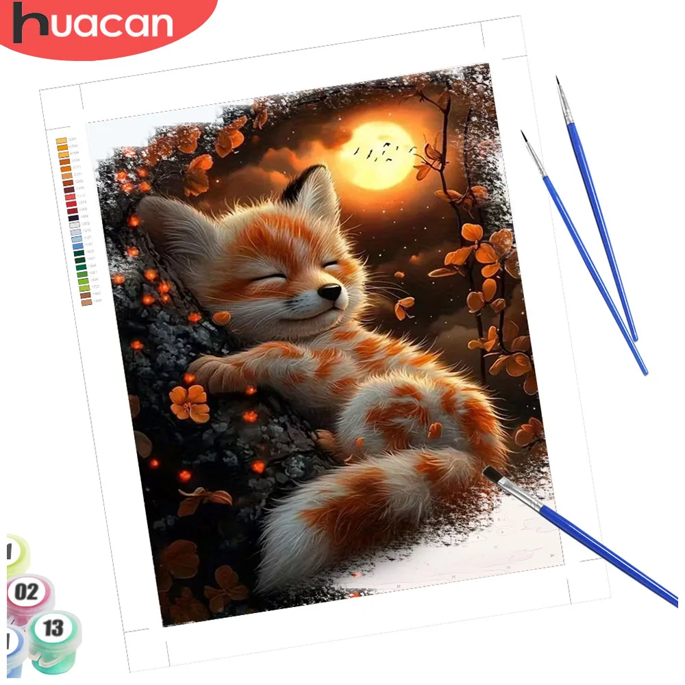 

HUACAN картина по номерам лиса животное наборы ручной росписи рисунок на холсте закат цветок Diy подарок для взрослых ремесла настенное искусство