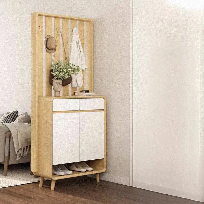 

#Fashion Wooden Modern Shoe Cabinet Coat Hanger For Home Entrance Living Room Hospital Use-Multi-Purpose Durable Eco-Friendly