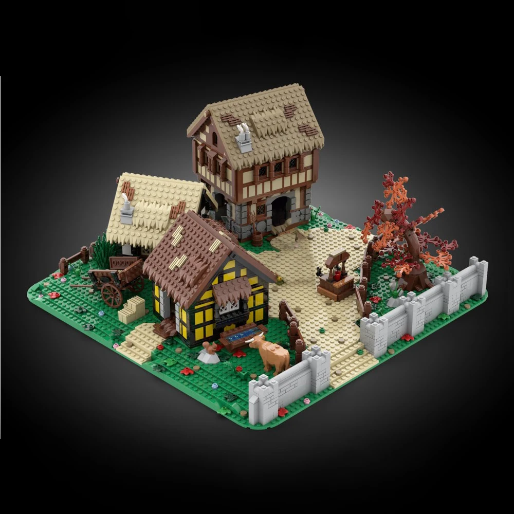 Nova arquitetura moc casa medieval diorama cowshed tecnologia modular blocos de construção presente brinquedo natal diy conjunto montagem