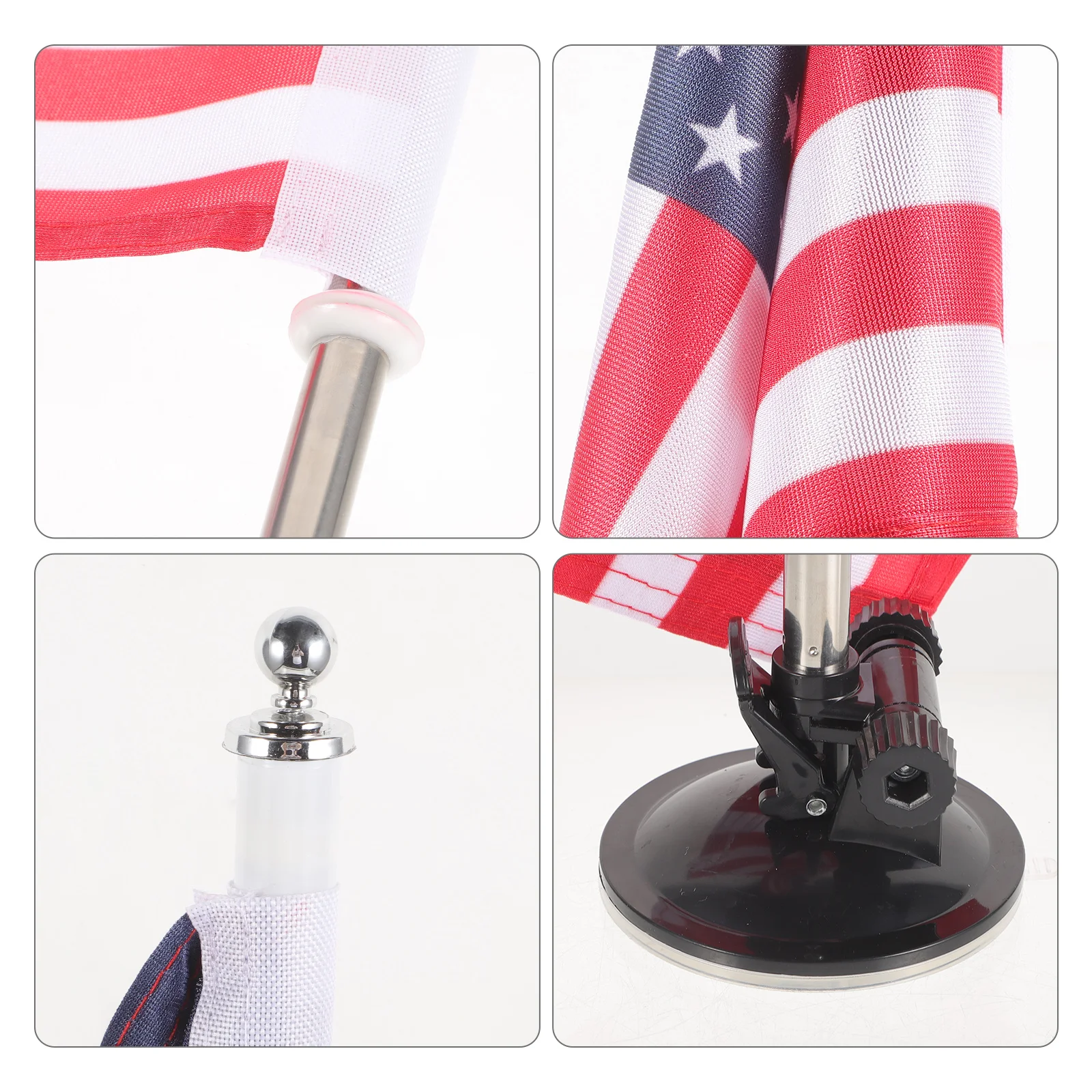 American Car Parade Flagpole Base Suction Cup Telescopic Exterior with ( + Flag) Holder Stand Sign The Bracket Plastic