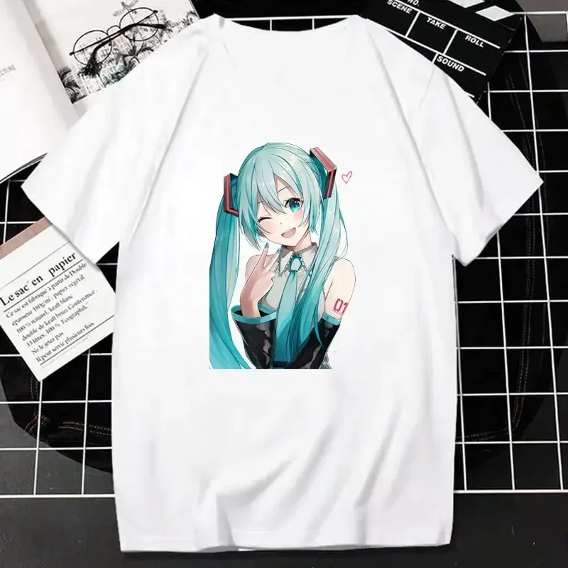 Miku Fans Hot Sale Virtual Idol Graphic T-shirt Pixel Style Printed Otaku Summer Cool T Shirt Casual 100%cotton Streetwear Tees