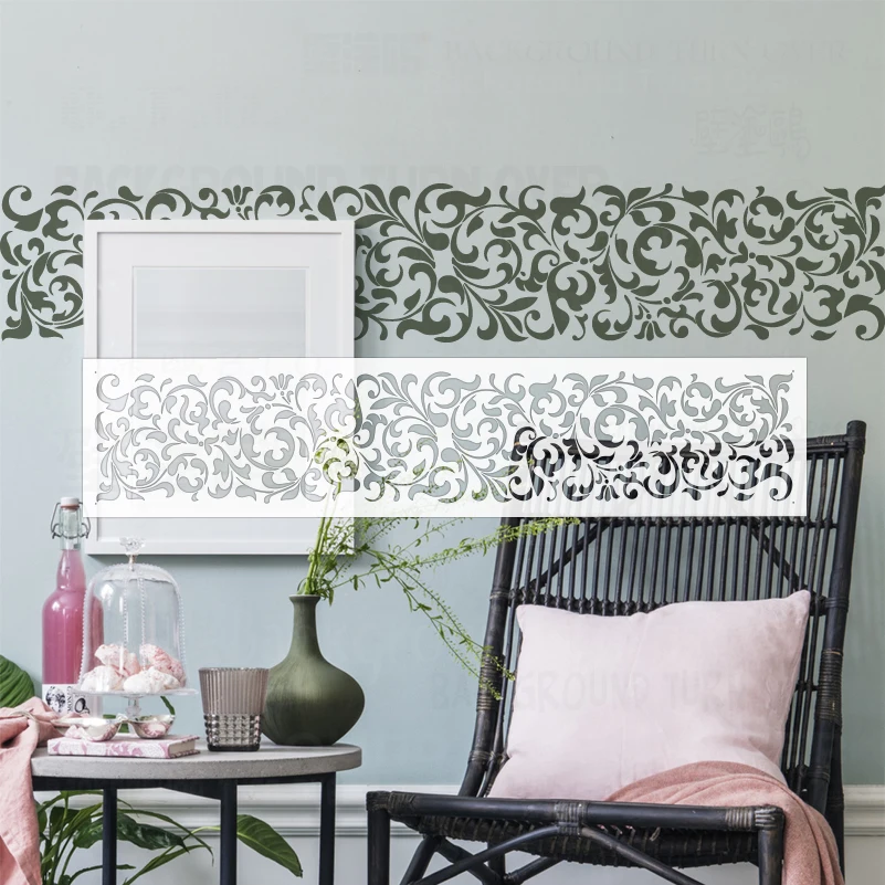 111cm - 111cm Stencil Wall Decor For Painting Plaster Template To Paint Border Retro Vintage Classic Divider Vine S325