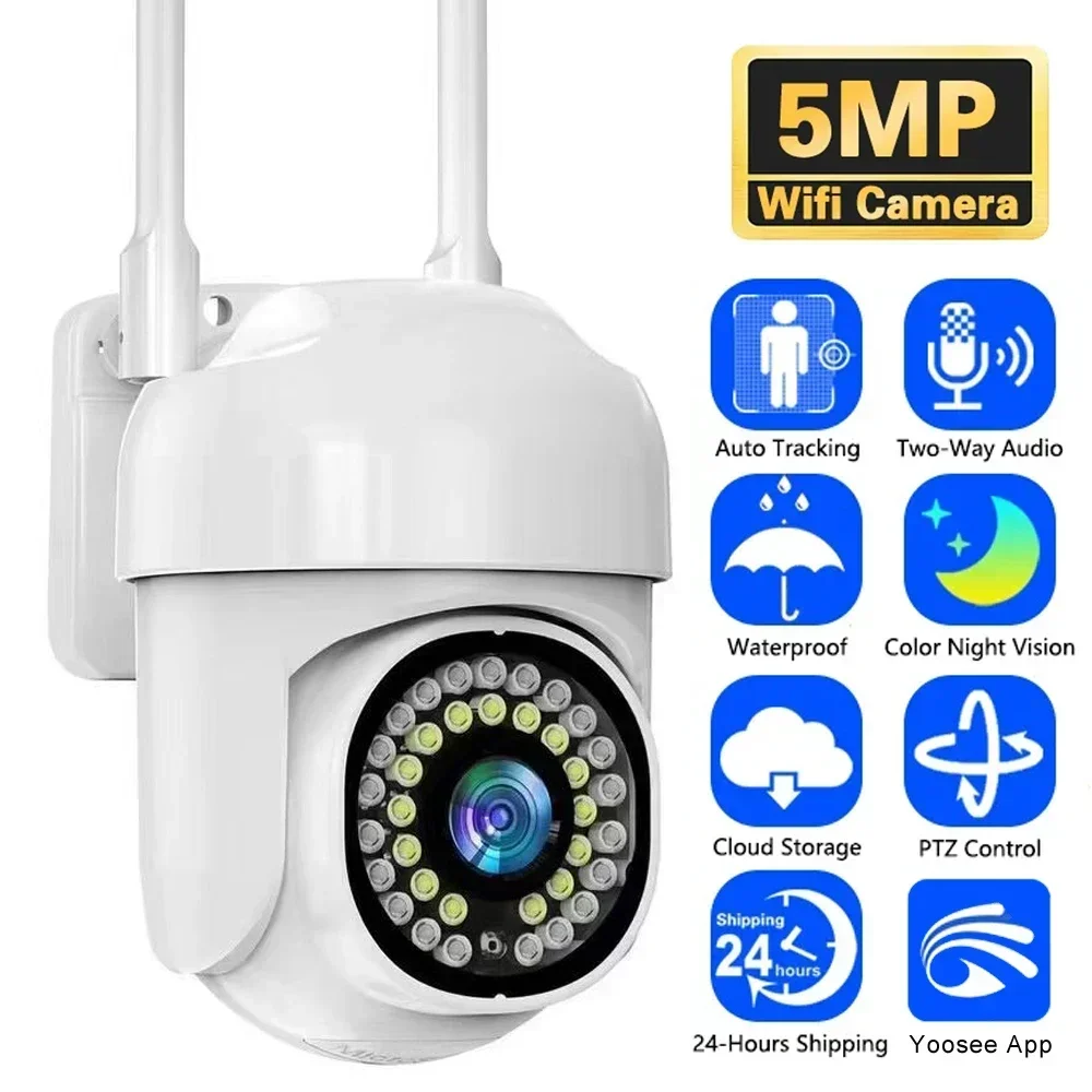 

Yoosee WiFi PTZ IP Camera 3MP 5MP CCTV Outdoor Home Security Color Night Vision Mobile Tracking Alarm Remote Control Loop Record