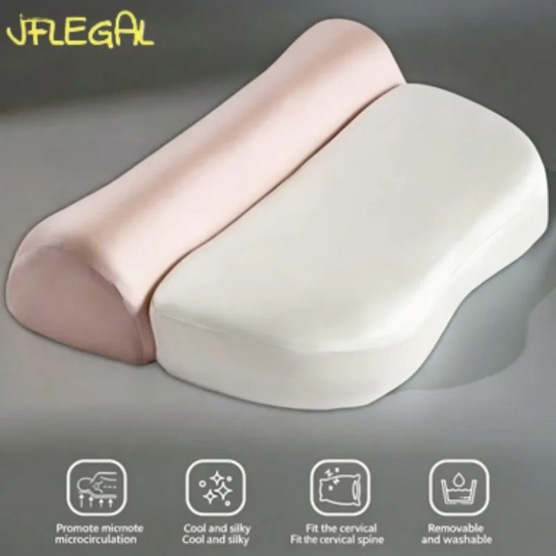 JFLEGAL Low Rebound Memory Foam Neck Pillow Cooling Silky Surface Pillow Cervical Support & Microcirculation Improvement Pillow