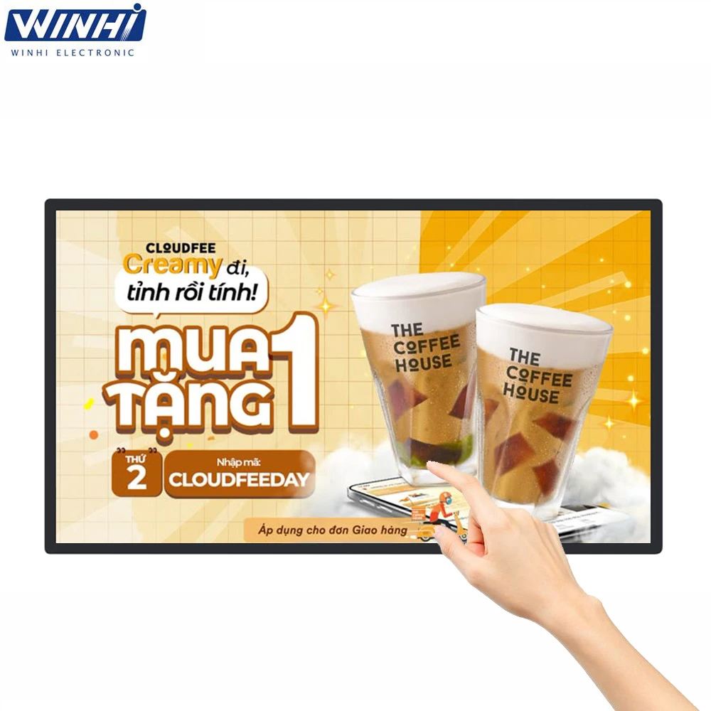 32 43 55 65 Inch Digital Signage Display 4K Android TV Touch Panel LCD Monitor with CMS Cloud Control for Retail Store Advertisi