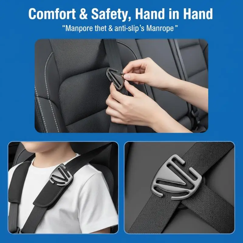 

Child Safety Car Seat Belt Adjuster 2 Piece AntiNeck Stopper Buckle Shoulder Guard For Secure Family Travelling