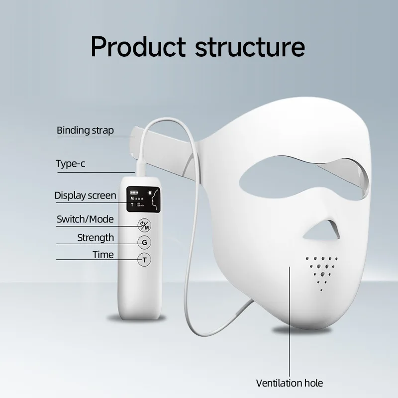 Beauty Mask, Household Facial Silicone Photon Skin Rejuvenation Mask Instrument with Neck Red Spectrometer