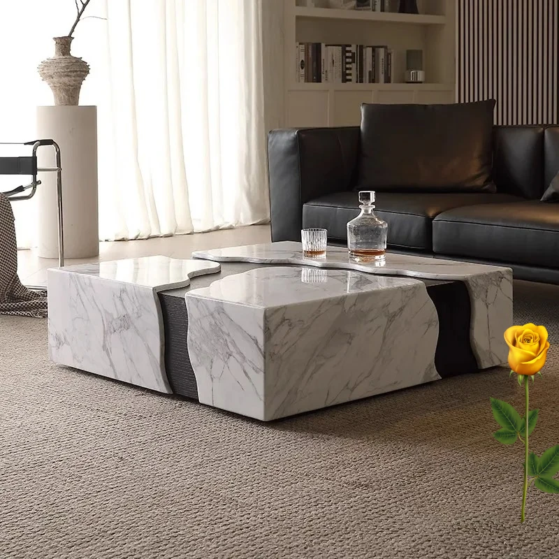 

Corrosion/Easy-Clean/Heat-Resistant, Stain-Proo Italian Minimalist Marble Coffee Table 2025, Square Luxury Living Room Table