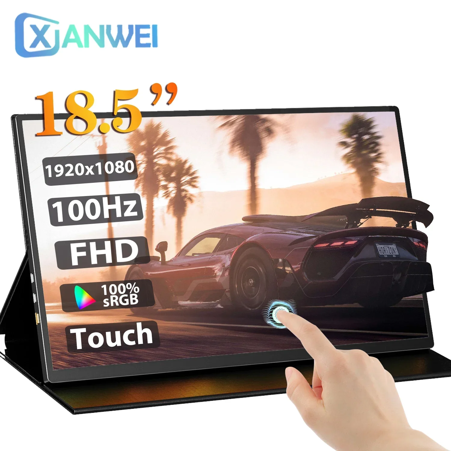 XIANWEI Draagbare Touch Monitor 18,5 inch 100% sRGB FHD 100Hz Gaming Extern Scherm Voor Laptop Telefoon PC XBox PS4/5 Schakelaar