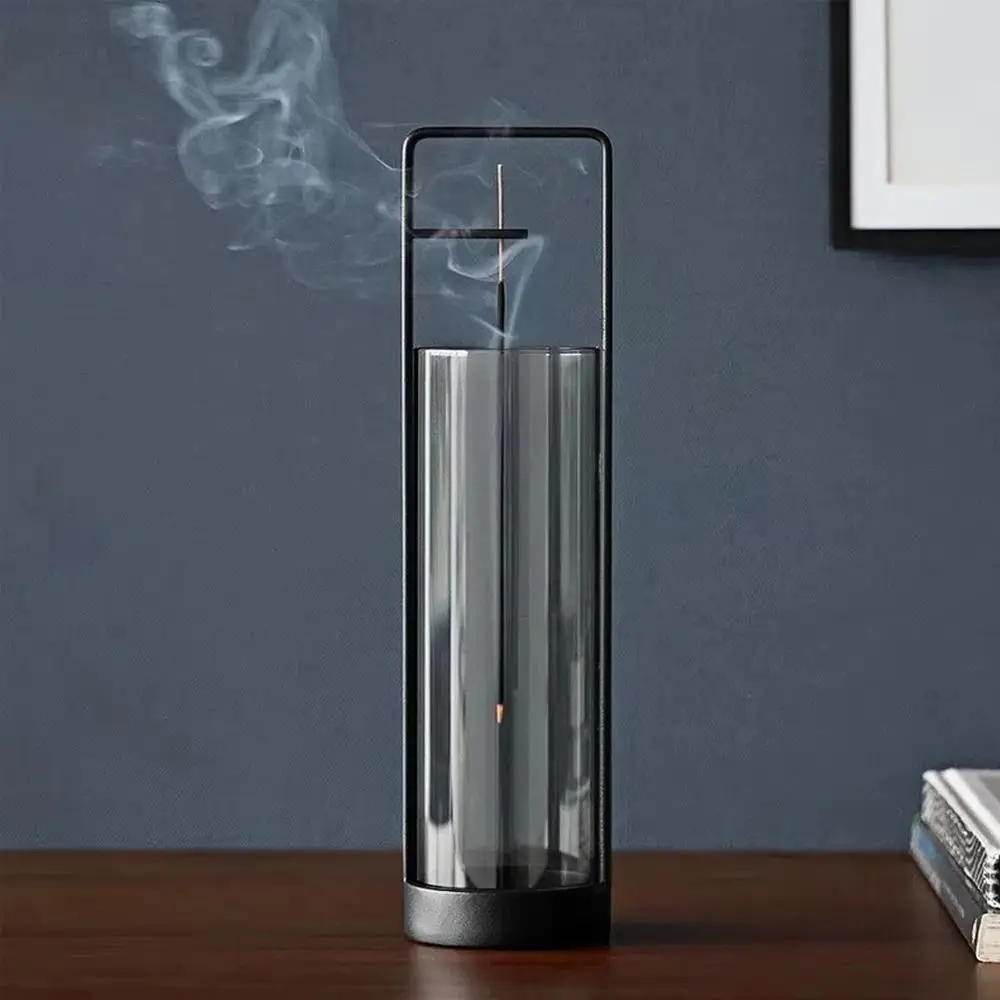 Creative Upside-down Incense Burner Stand with Glass Ash Catcher Backflow Incense Burner Detachable Rustproof