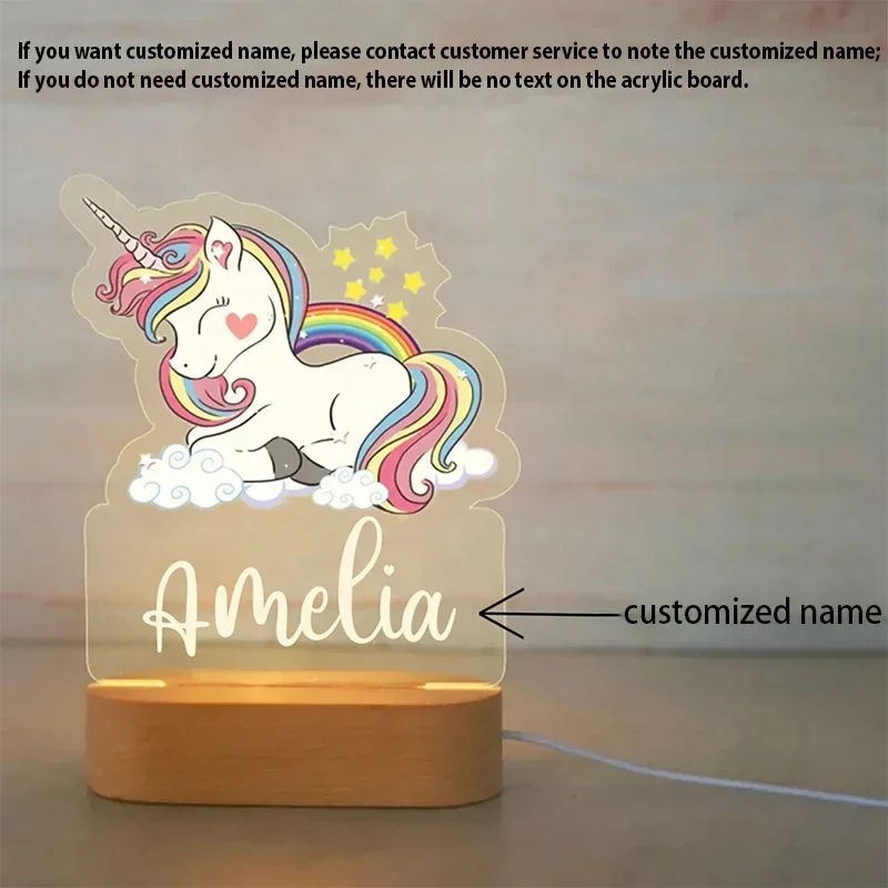 Personalizzato bambini luce notturna animale nome personalizzato lampada acrilica per bambini camera da letto decorazione della casa compleanno regalo di natale