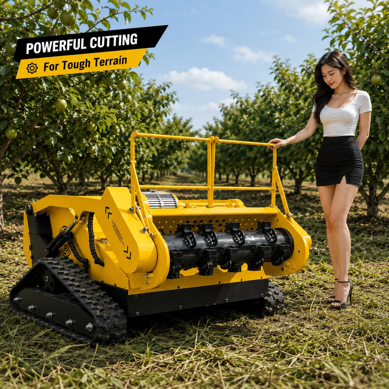 Heavy Duty Flail Blade RC Lawn Mower Crawler Robot Orchard Farm Weed Cleaner Remote Control Lawn Mower