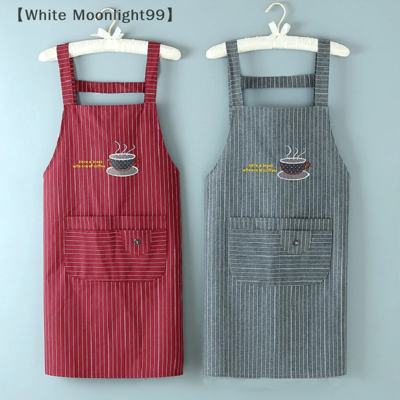 Cotton Linen Suspenders Cotton Apron Kitchen Bib Apron Anti-oil Cover-up Wear The Apron Backwards