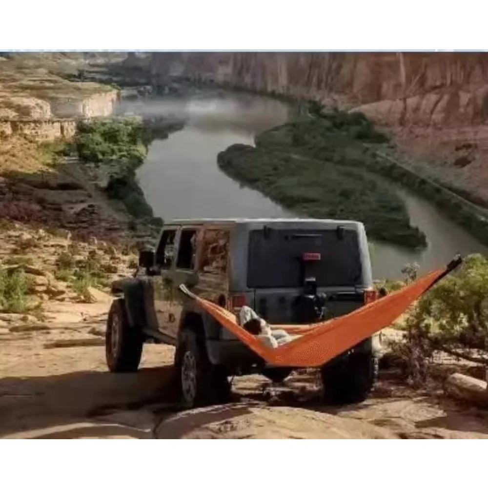 Car Mounted Hammock Rear Square Mouth Trailer Bar Hitch Stand Trailer Receiver Folding Off-Road (Hammock Not Included)