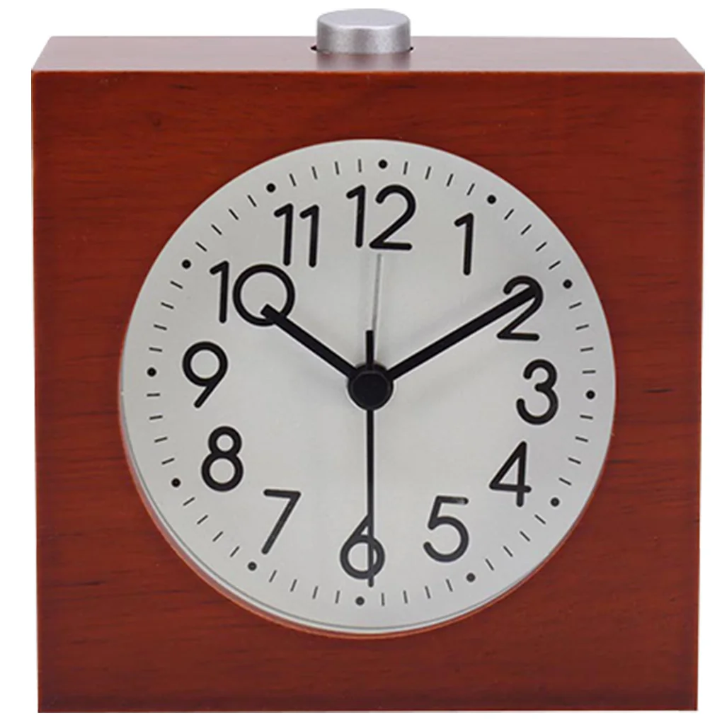 

Electronic Wood Alarm Clock Bedroom Luminous Silent Night Light Student Kids Desktop Lamp Round