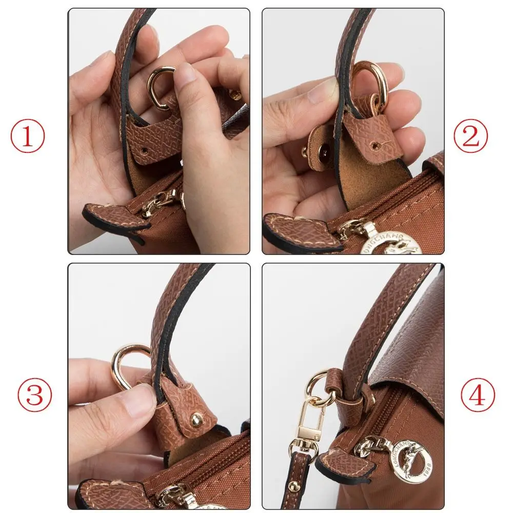 Longchamp Mini Bag Transformation Acessórios, sem soco, couro genuíno, alça de ombro, conversão de tiracolo, novo