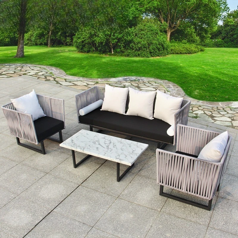 Outdoor sofa combination, courtyard garden balcony leisure rattan chair, card seat terrace waterproof and sunscreen outdoor