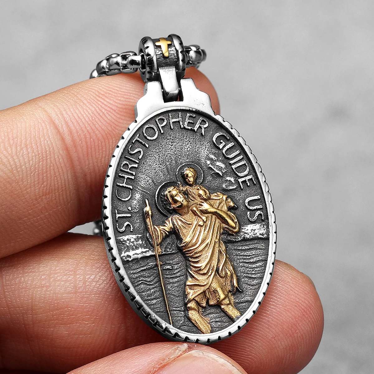 St.Christopher Guide Us Amulets Stainless Steel Men Necklaces Pendant Chain Punk For Women Fashion Jewelry Gifts Wholesale