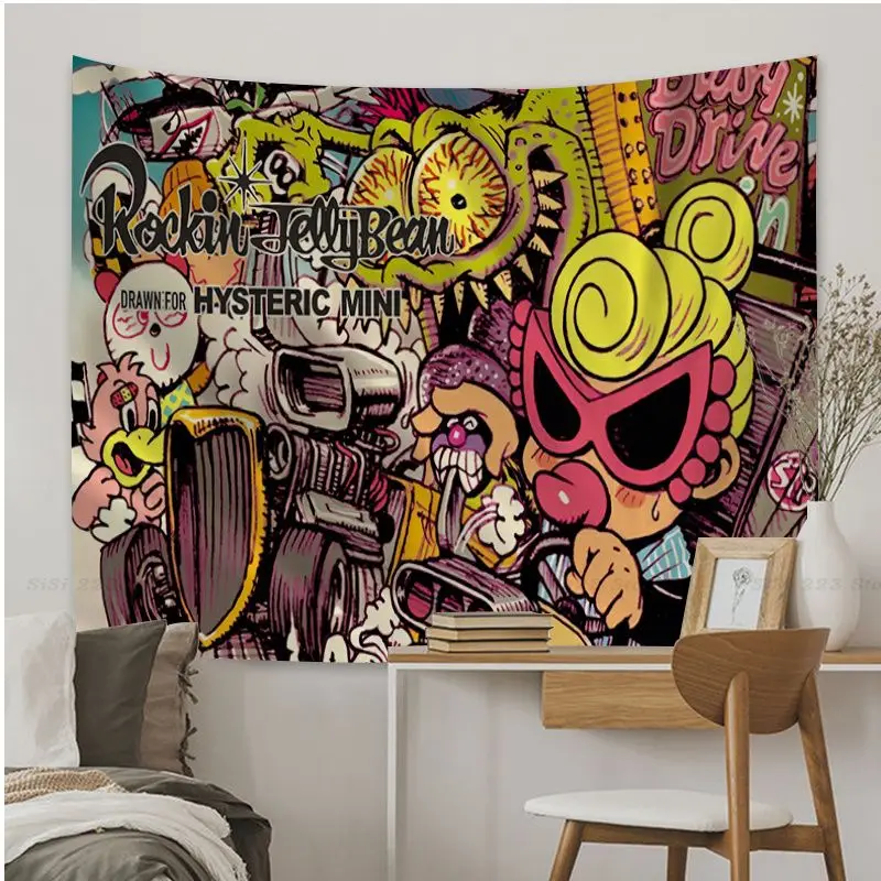 Japan Fashion Hysteric Mini Cartoon Tapestry Art Science Fiction Room Home Decor Cheap Hippie Wall Hanging