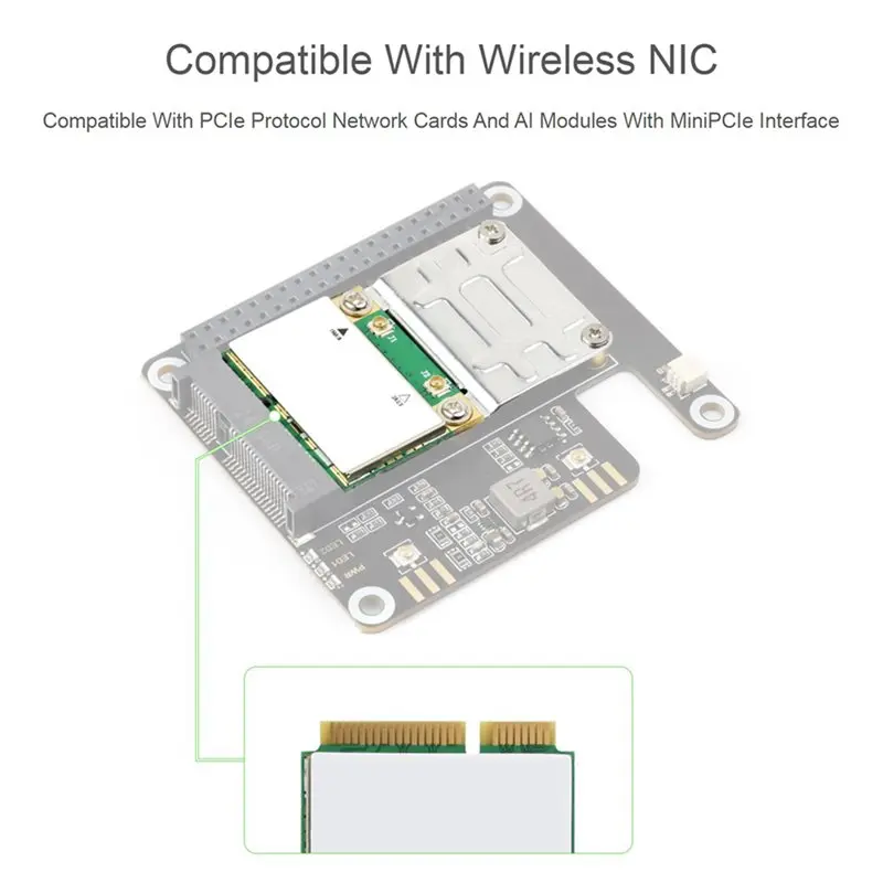 QWE-2X PCIE To Minipcie HAT+ Adapter For Raspberry Pi 5 Support Wireless Network Card USB Bluetooth AI Module