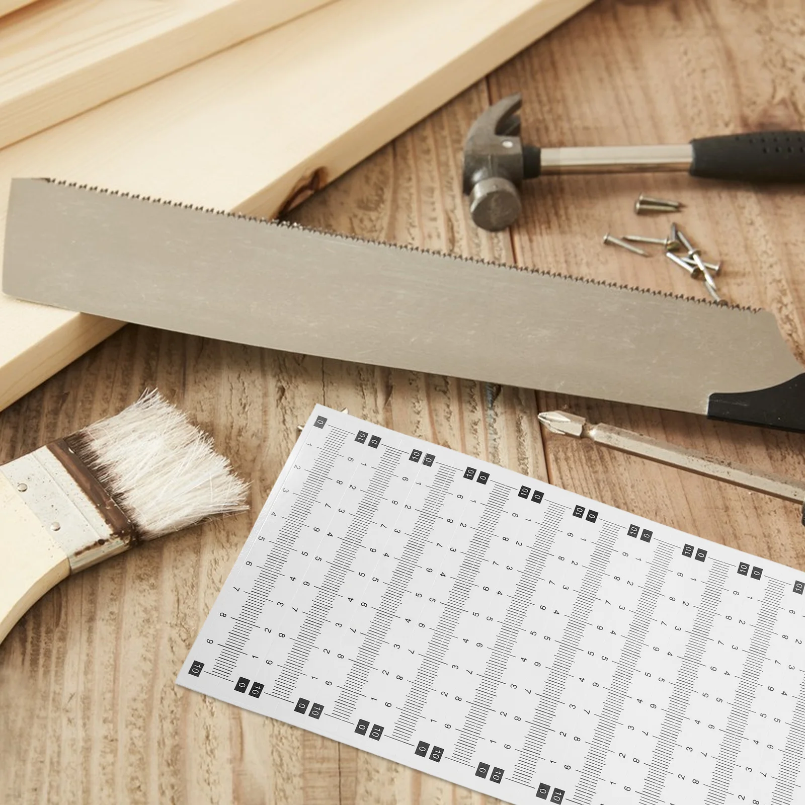 

20 Sheets Adhesive Scale Ruler Waterproof Wear-Resistant Peel and Stick Measuring Tape for Woodworking Sewing Boat DIY Projects