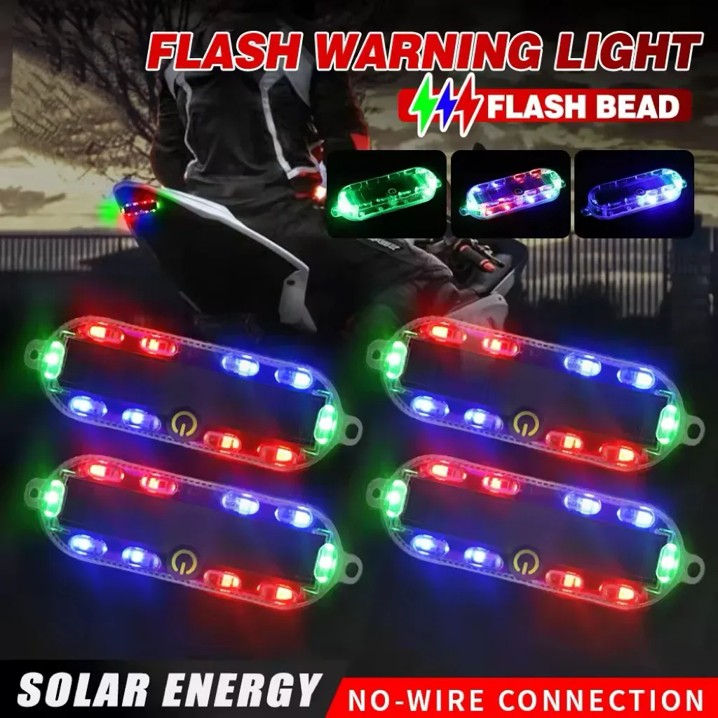 HAOLIDE Car Solar Charging-free Anti-rear Collision And Explosion-proof Safety Light Motorcycle Brake Tail Light off-road use