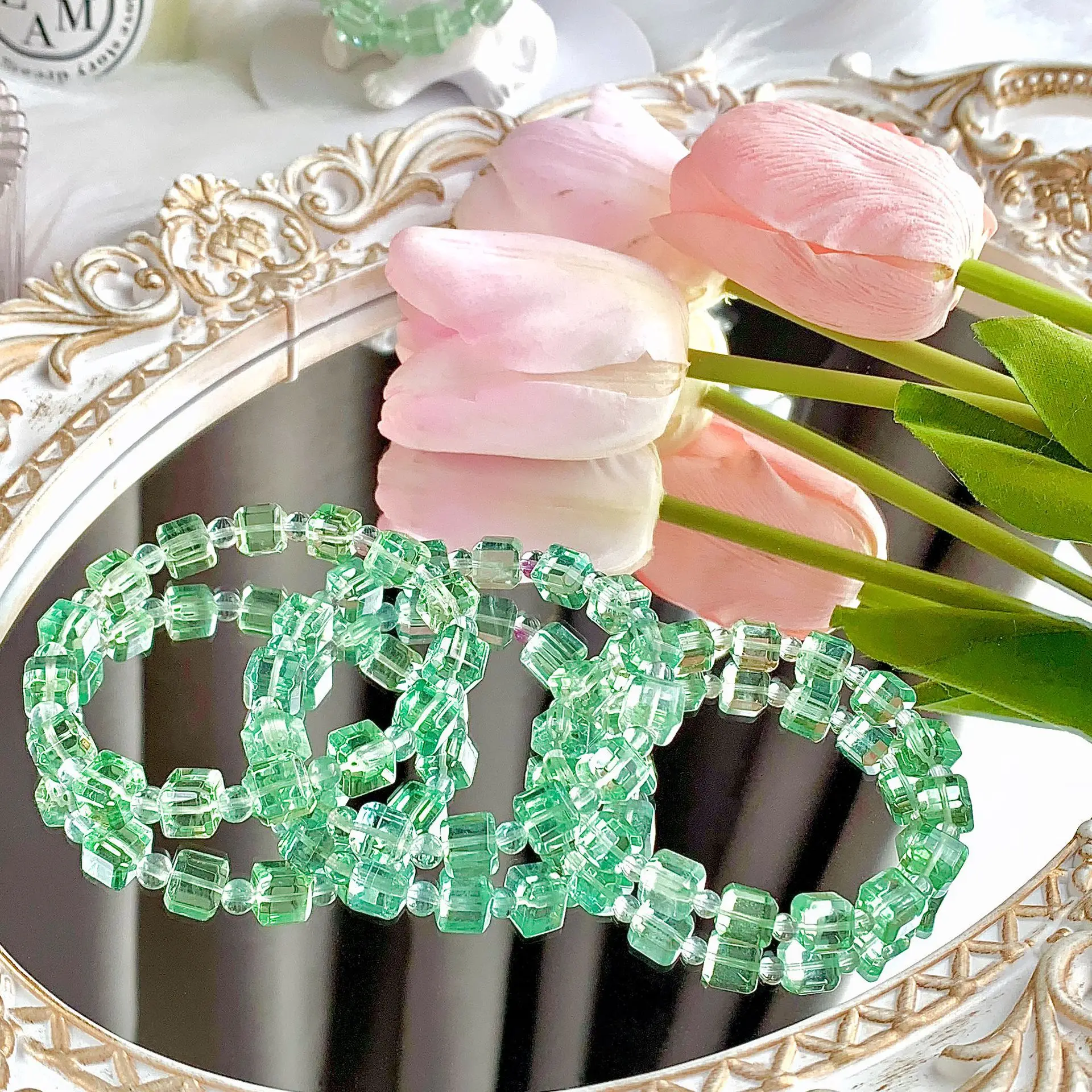 

Natural Green Fluorite Quartz Clear Cube Beads Bracelet 8x8mm Women Apple Green Fluorite Jewelry Love AAAAA