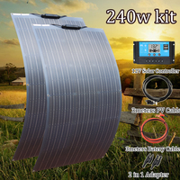 240w 120w flexible solar panel 12v 24v battery charger kit mono cell home roof balcony camper boat RV travel power station