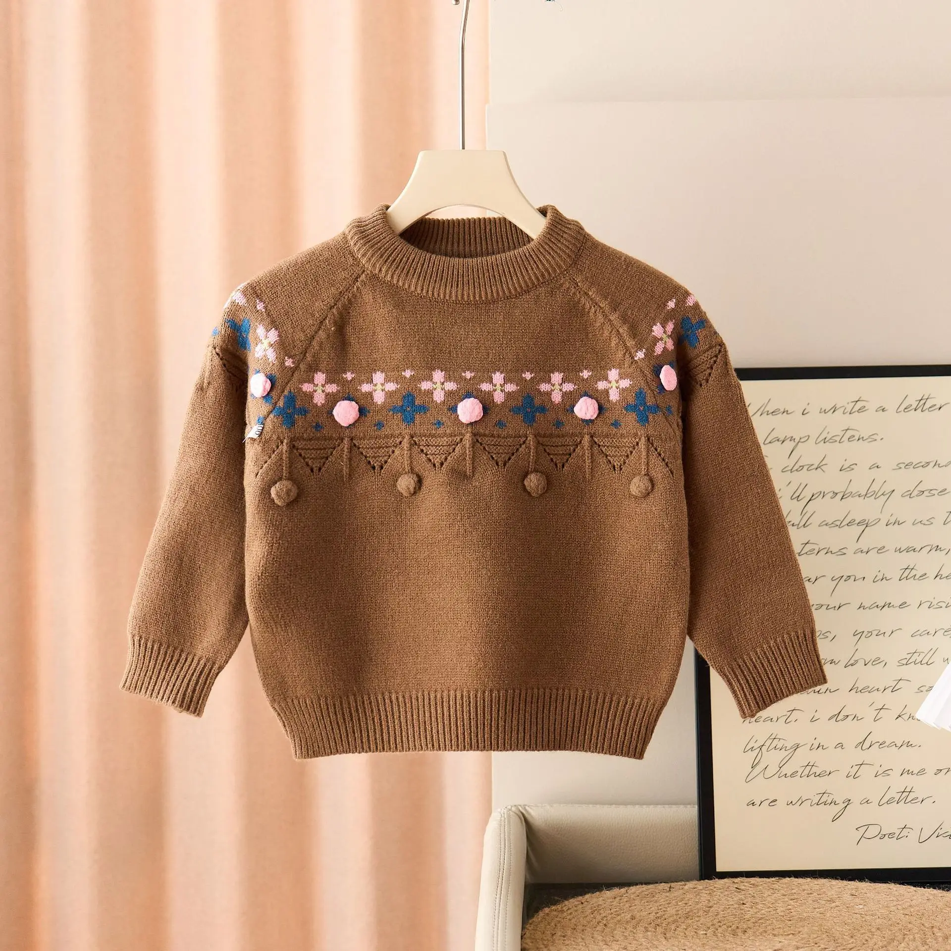 

Girls Knitted Sweaters Spring Autumn Children Woolen Jersey Outerwear Tops For Baby Girl Clothing Kids Pullover Sweater Outfits