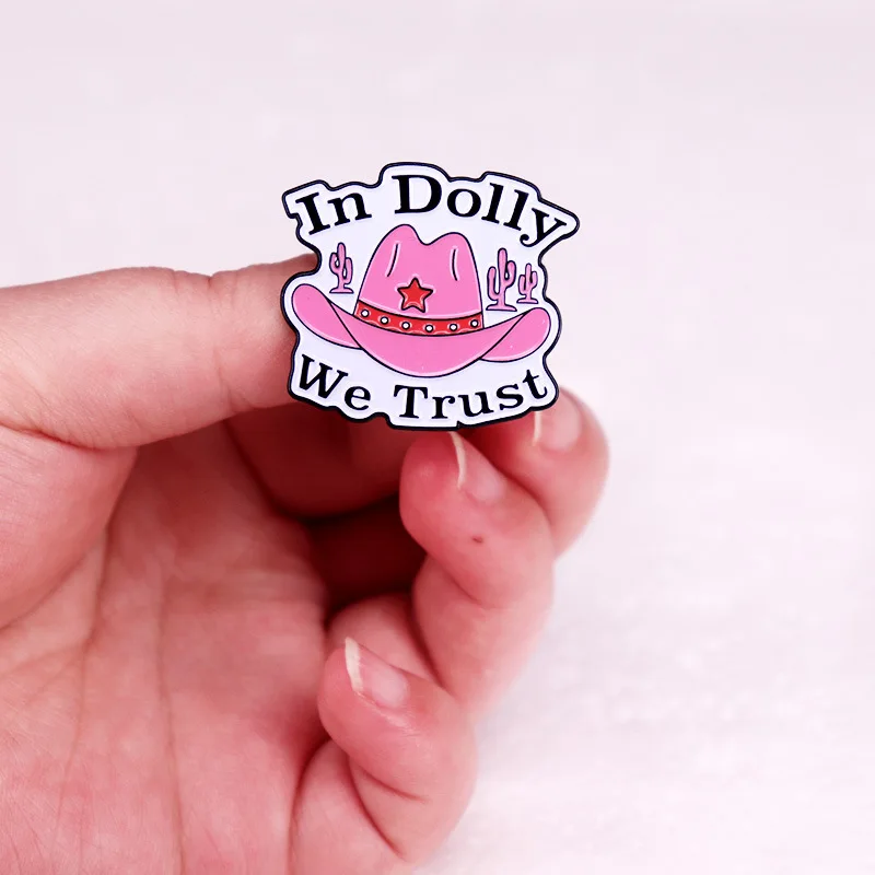 C4930 Pink Cowboy hat Enamel Pin Lapel Pins for Backpack Men Women Brooches on Clothes Briefcase Badges Jewelry Accessories Gift