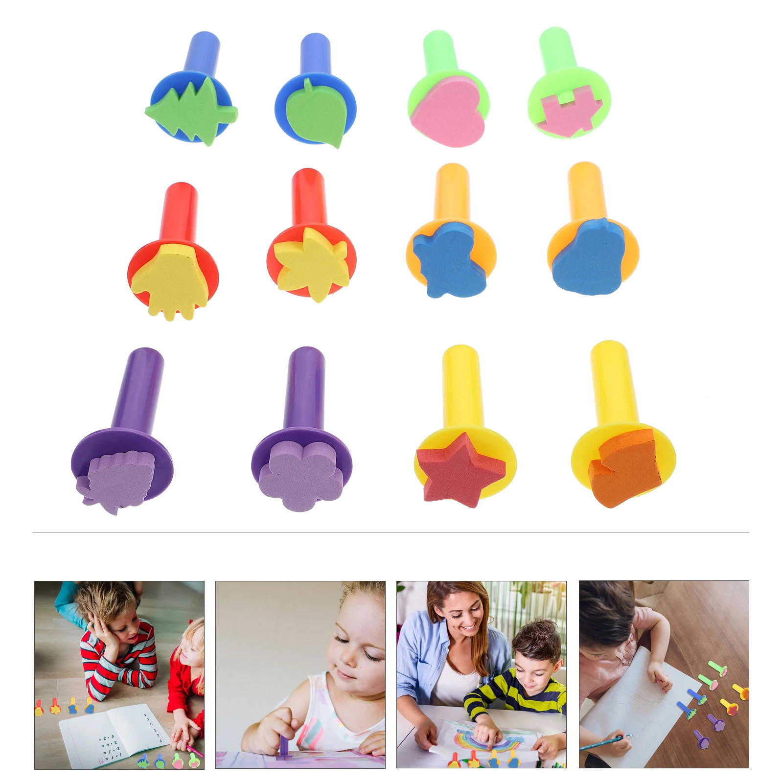 12 Pcs Kids Toy Rubbing Toys Classroom Rewards Graffiti Eva Sponge Scrapbook Seal Stamper Child