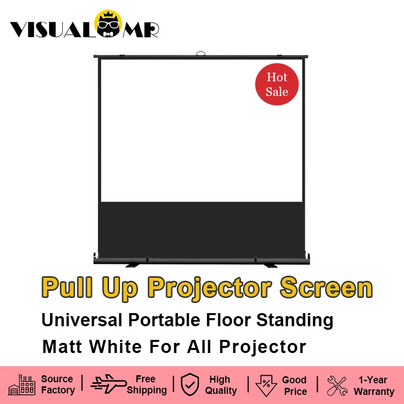 

Portable Projector Screen Pull Up Projection with Stand 16:9 4:3 Full Screen 60-120inch for Home Cinema Outdoor Camping Office