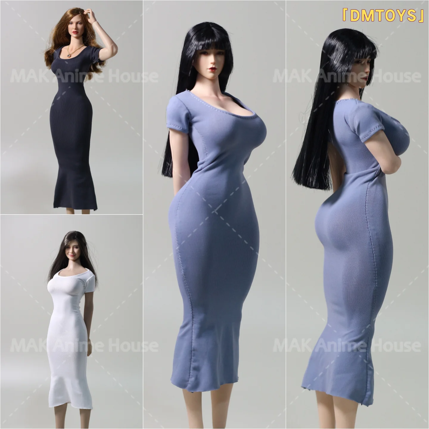 DMTOYS DF092 1/6 fesses ajustées enveloppées queue de poisson jupe longue vêtements modèle adapté 12 ''femme soldat figurine corps