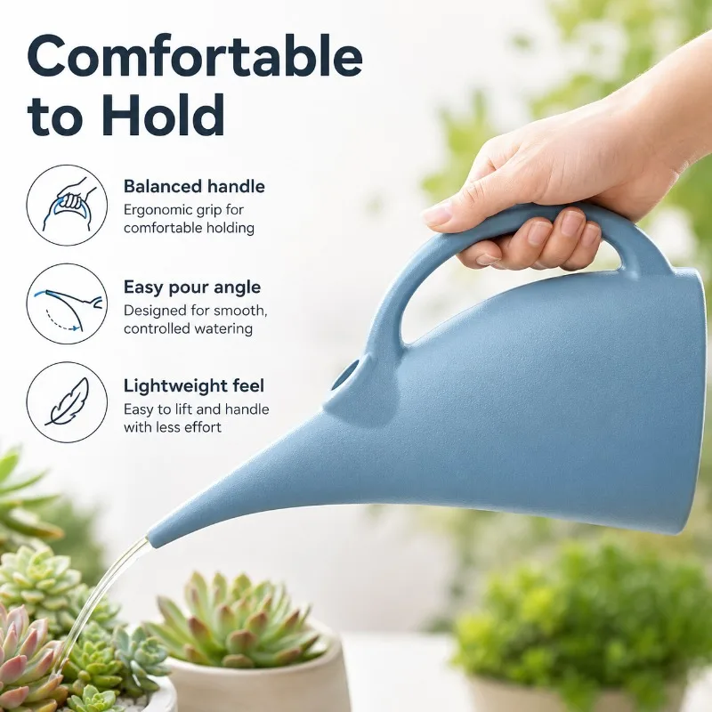 1/2/3LLarge Capacity Long Spout Watering Can, PP Plastic Garden Water Pot with Easy Fill Opening for Flowers, Succulents & Herbs