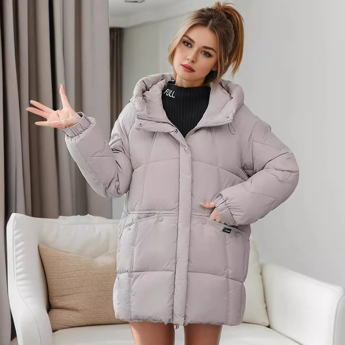 YJKDYK 2024 Winter Women\'s Jacket Female Pure Color Hooded Parkas Coats Women Thicken Warm Cotton Jacket Lady Demi-season Jacket