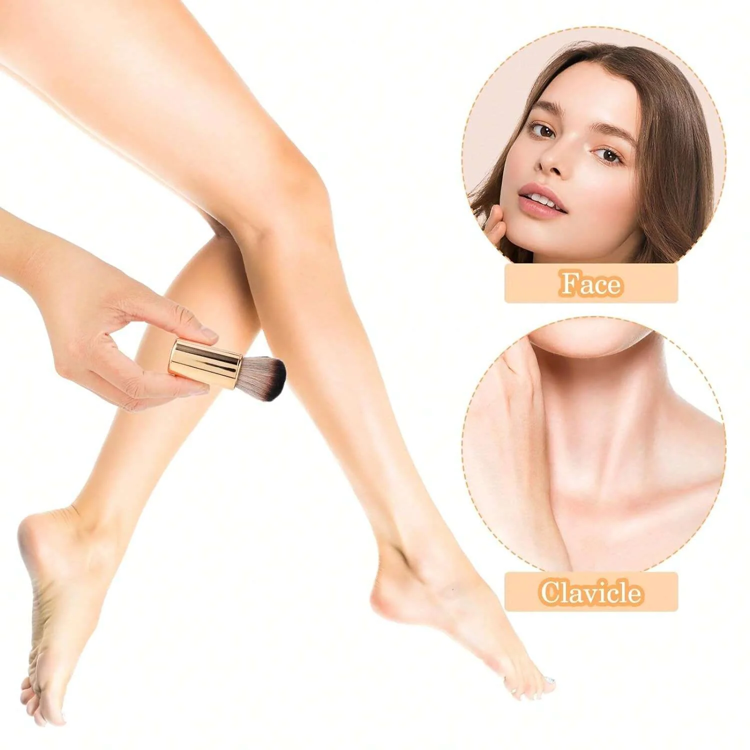 Self Tan Brush แปรงแต่งหน้าร่างกายนุ่ม แปรงฟอกหนังด้วยตนเองแบบพกพา แปรงฟอกหนังด้วยตนเองสําหรับแต่งหน้าร่างกายและขา (Rose Gold)