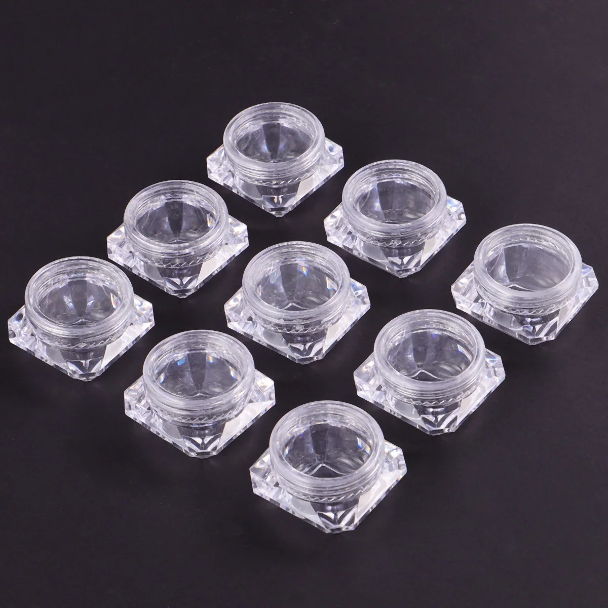 

20Pcs Containers Empty Transparent Refillable Diamond Shape Jars for DIY Loose Powder Cream Lip Gloss Eyeshadow