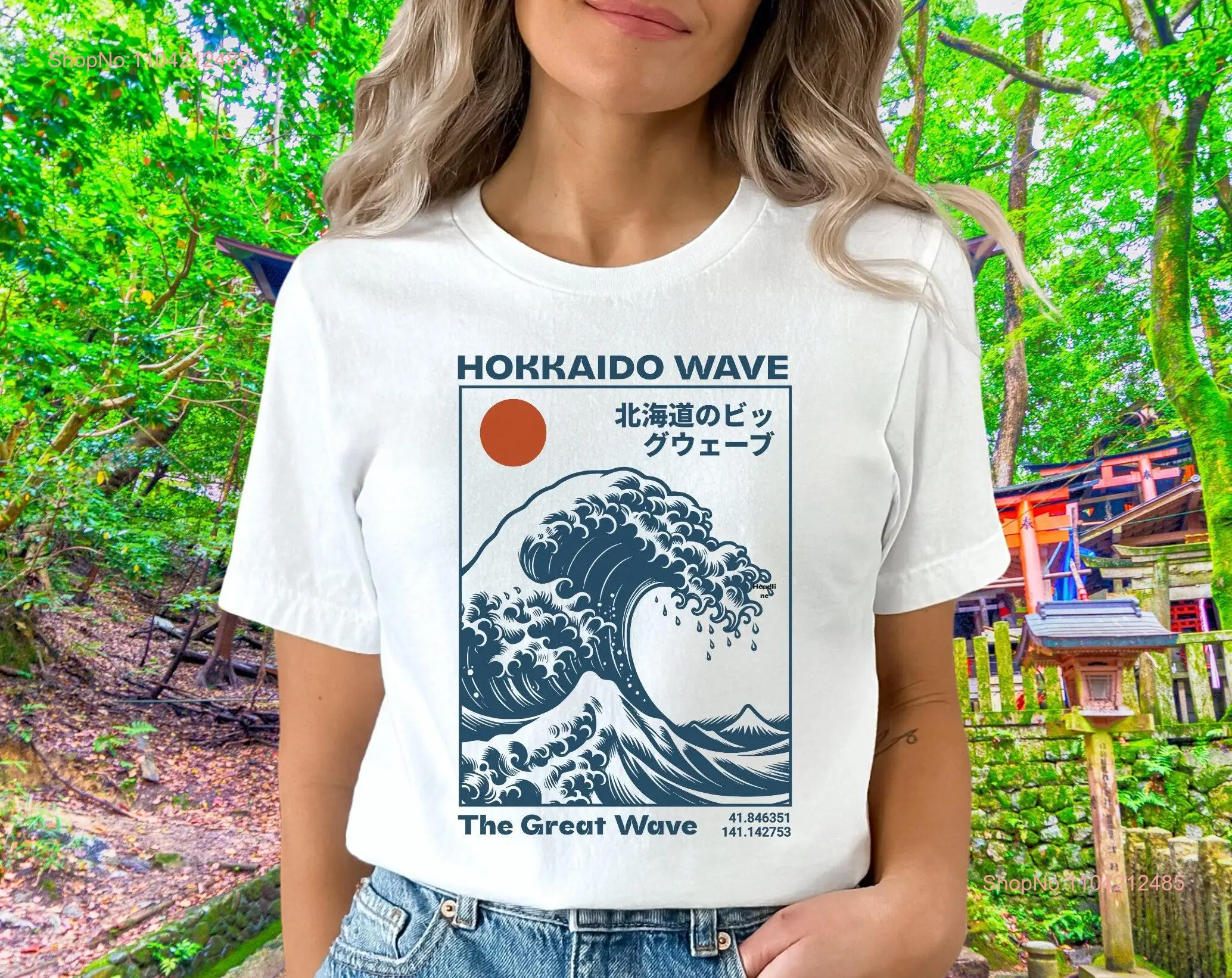 The Great Wave off Kanagawa Japan T Shirt Hokkaido Japanese Style Streetwear Japon  long or short sleeves