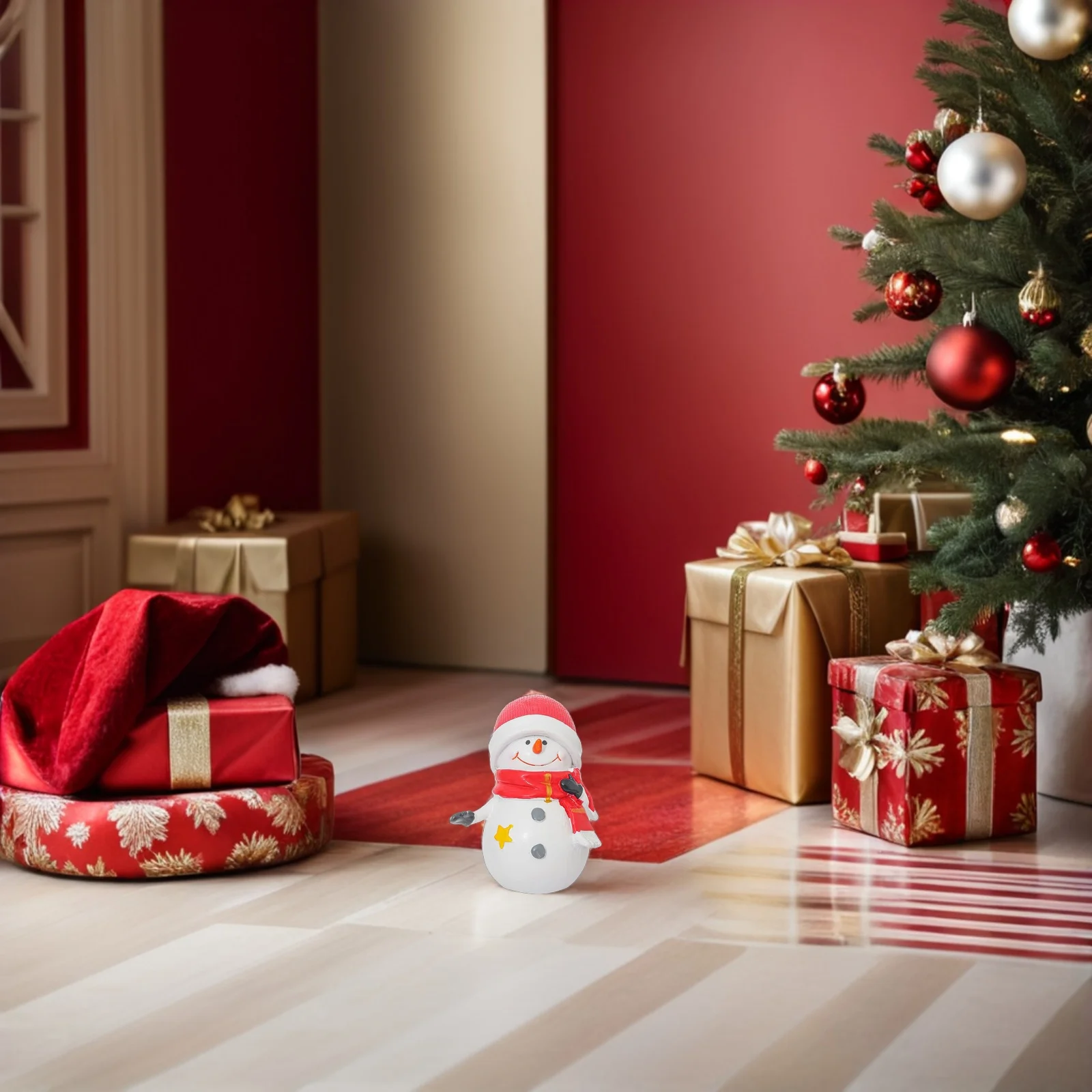 

2Pcs Mini Snowman Statue Resin Christmas Decorations Festive Indoor Ornaments for Bookshelf Mantelpiece Tiny Winter Landscape